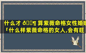 什么才 🐶 算紫薇命格女性婚姻「什么样紫薇命格的女人,会有旺夫运,能够夫荣子贵」